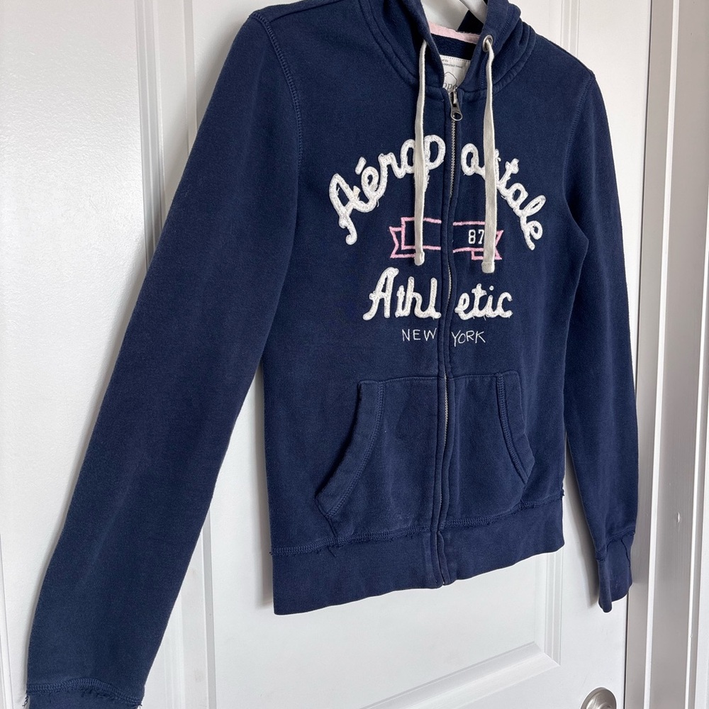 Aeropostale Y2K Hoodie Zip Up Hoodie Navy Pink 2000s Mall Girl XS